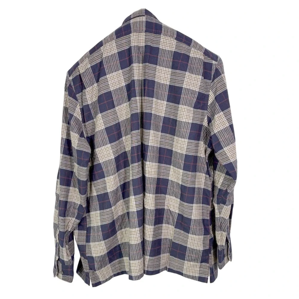 Banana Republic Emiliano plaid Flannel Shirt Men's‎ Sz XXL 2XL Blue SOFT